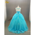 ED Bridal Elegant Ball Gown Real Sample Sleeveless Lace-Up Back Beaded Blue Quinceanera Dress